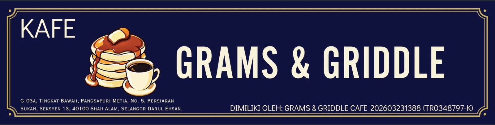 Grams & Griddle cafe signboard artwork